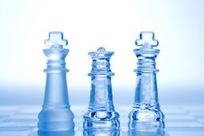Glass Chess Pieces With Blue Light Royalty Free Stock Images Glass Chess Pieces With Blue Light Royalty Free Stock Images