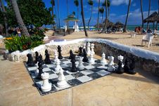 Live Size Chess On Beach In Tropical Resort Royalty Free Stock Photography Live Size Chess On Beach In Tropical Resort Royalty Free Stock Photography