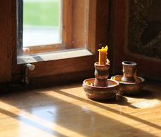 Unlit Candle In The Church In Front Of A Window Royalty Free Stock Photo Unlit Candle In The Church In Front Of A Window Royalty Free Stock Photo
