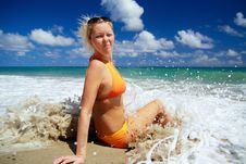 Sexy Girl In Waves Of Atlantic Ocean Stock Photography Sexy Girl In Waves Of Atlantic Ocean Stock Photography