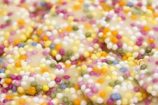 White Chocolate Buttons With Sprinkles Stock Photos