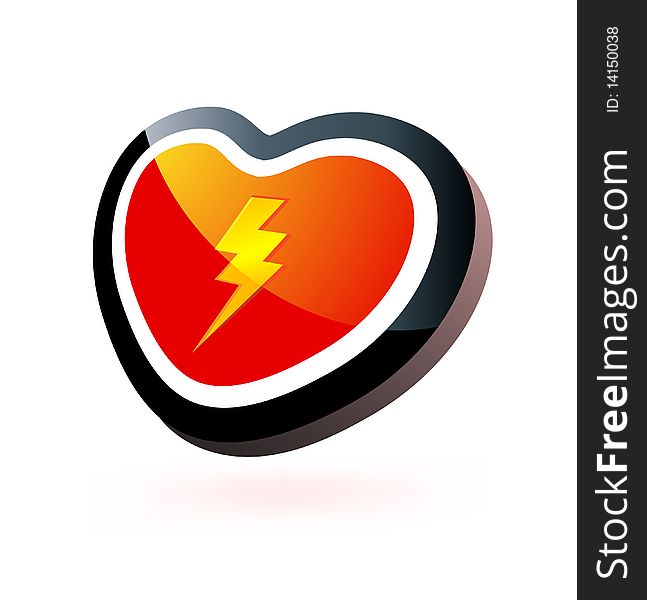 Heart button with lighting symbol