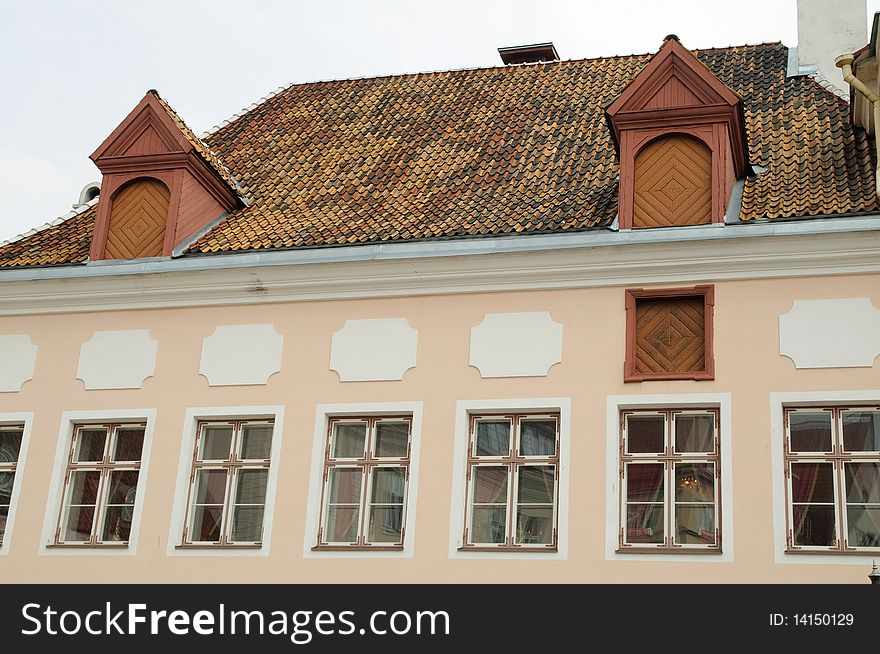 Roof of the historical house with oven heating with old Tplline, Estonia