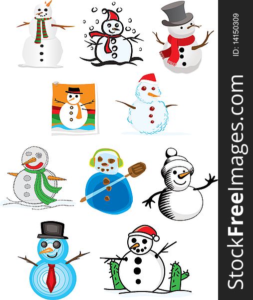 Various Illustrations of Snowman