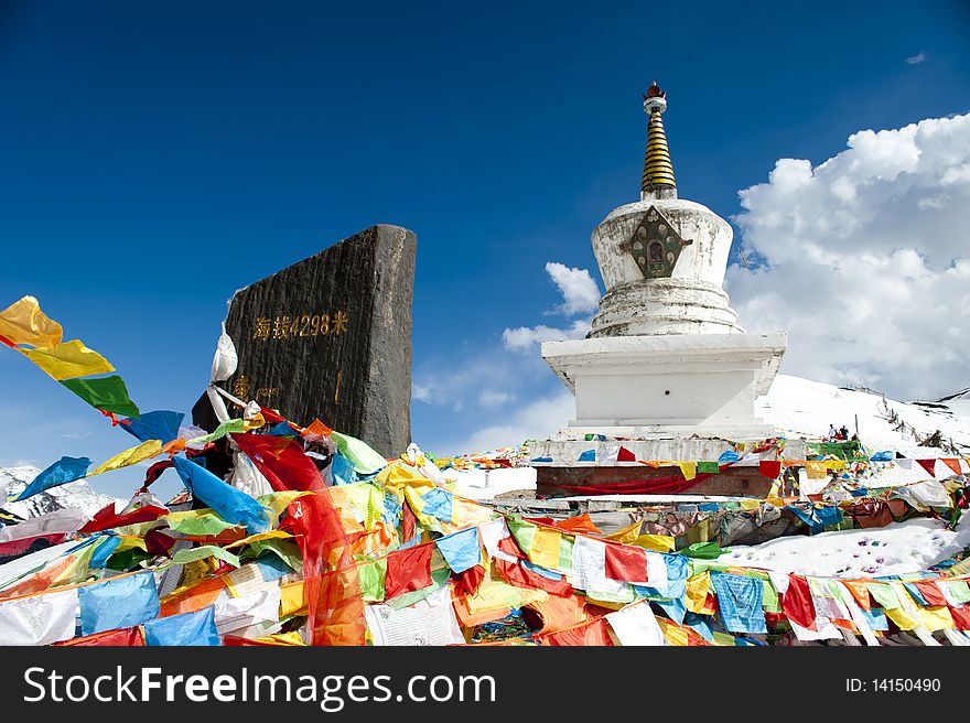 Prayer flags on blue sky background