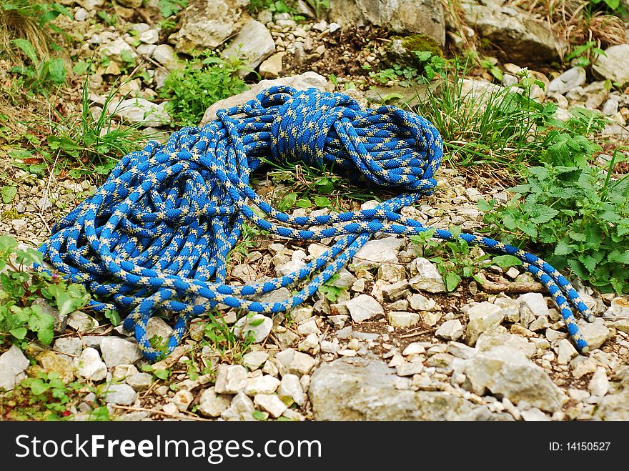 Climbing rope on the rocks