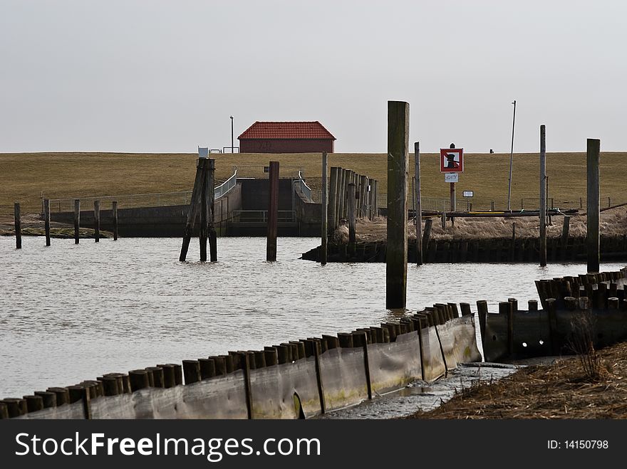 Small harbor at winter in Northern Germany. Small harbor at winter in Northern Germany