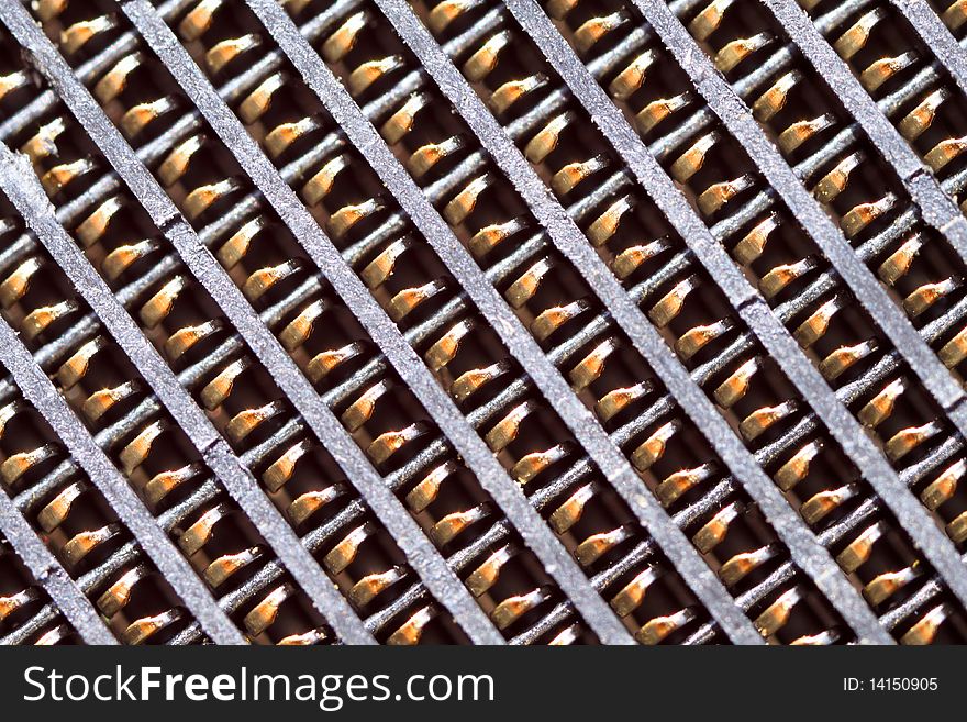 Close up of soldering of a computer chip