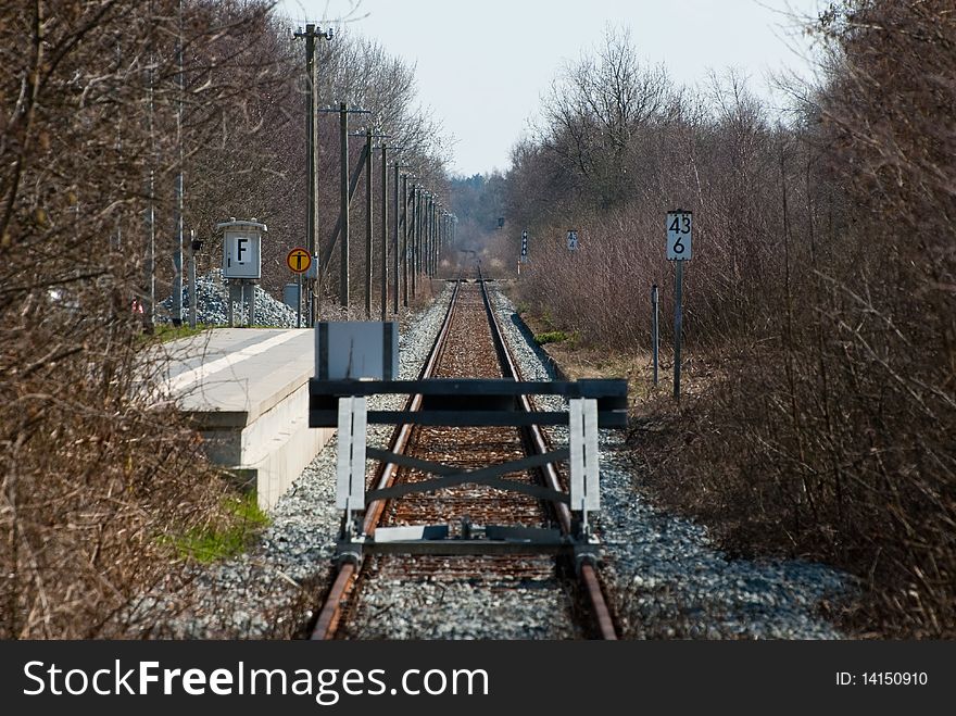 Terminal stop and railway track in Northern Germany