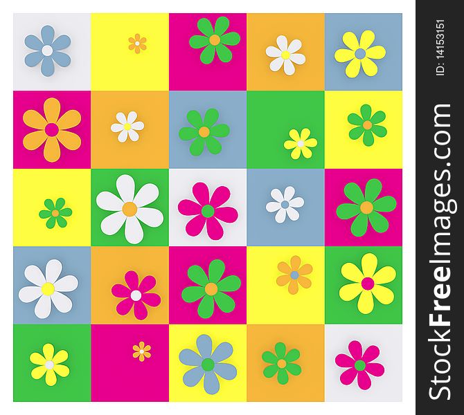 3d Daisies on a grid layout