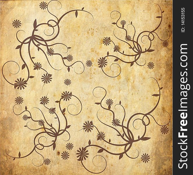 Illustration of abstract floral backgrund in grunge style. Illustration of abstract floral backgrund in grunge style