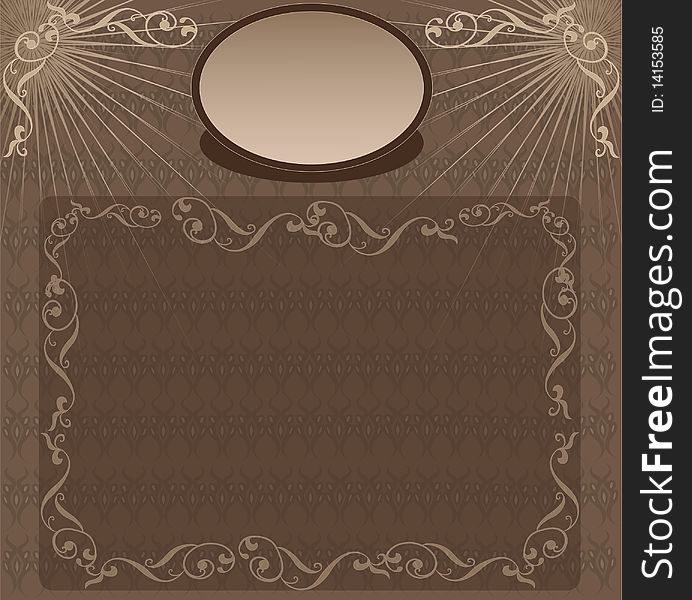 Vector decorative brown background with ornament. Vector decorative brown background with ornament