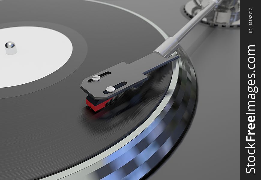 Vinyl record player 3d illustration. Vinyl record player 3d illustration