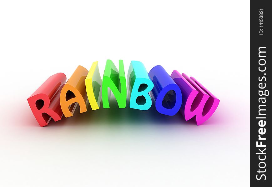Illustration of a word a rainbow, from different colours