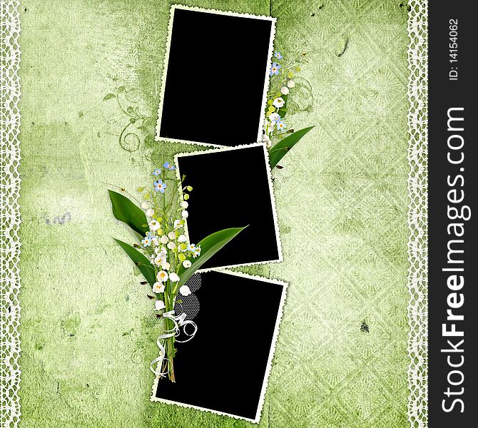 Green spring frame with lily of the valley. Green spring frame with lily of the valley
