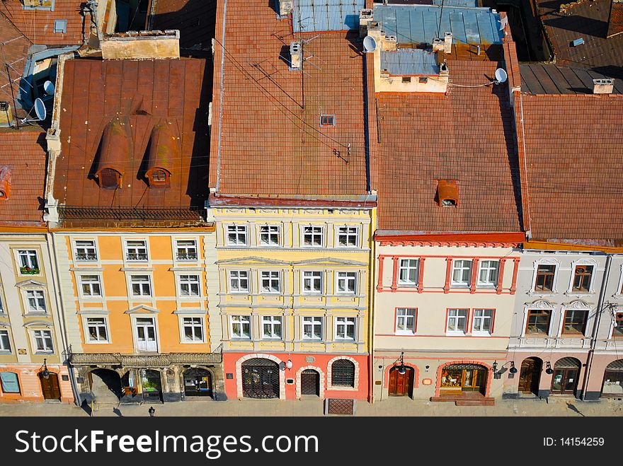 Old houses.Square in Lvov, Ukraine