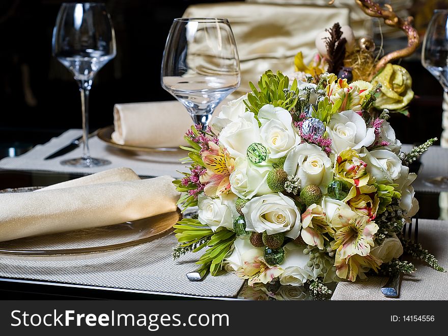 Decorated table in the restaurant