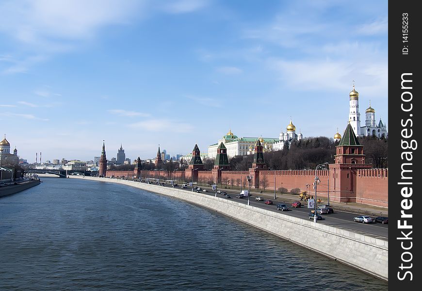 Kind of the Kremlin quay. Moscow. Russia. Spring.