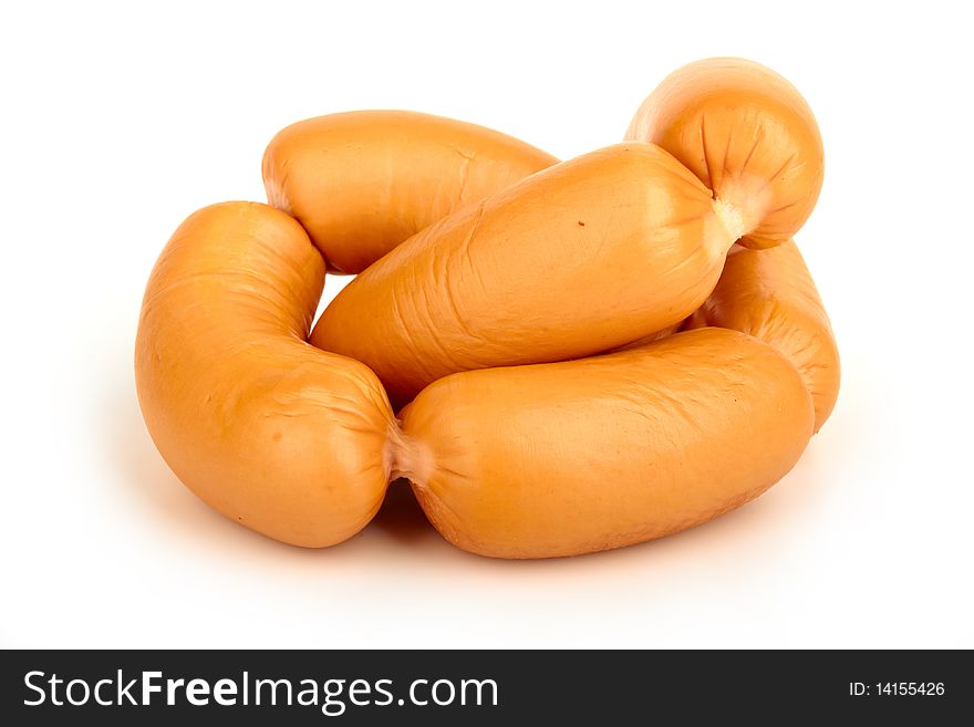 Few sausages on  white background