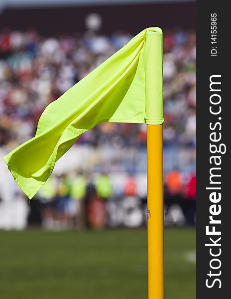 Corner flag in a soccer field