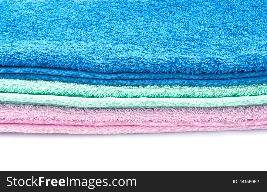 Color towels isolated on white background