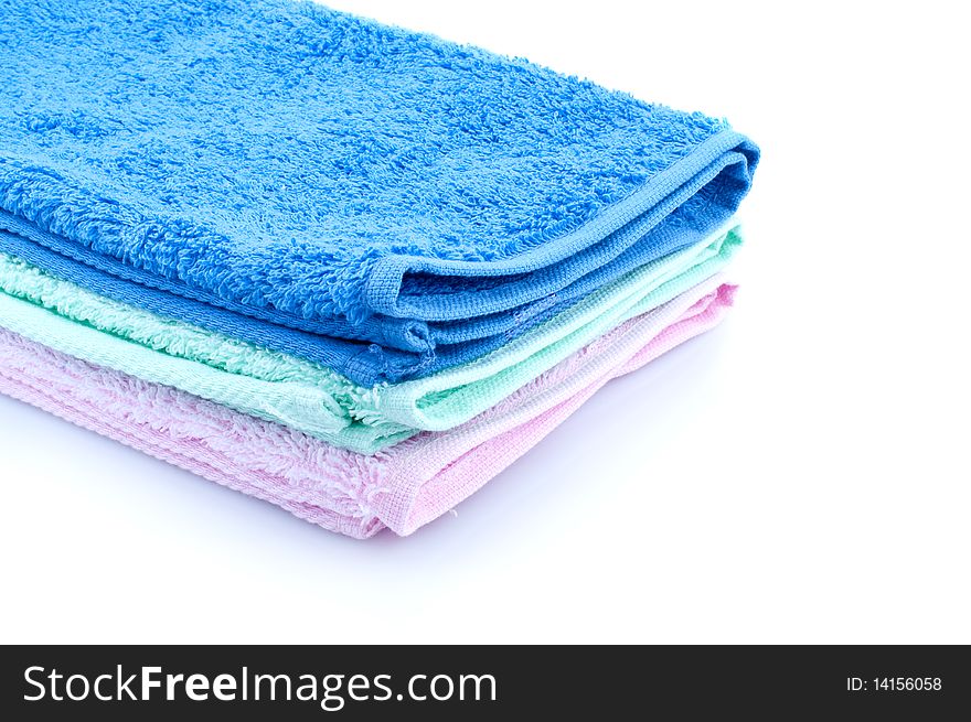 Color towels isolated on white background