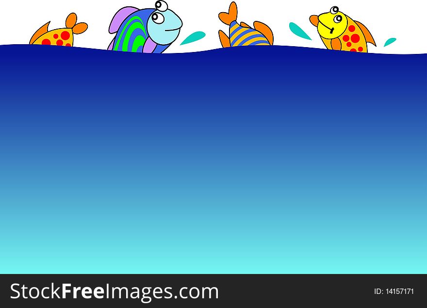 Illustrated image of Jumping fishes