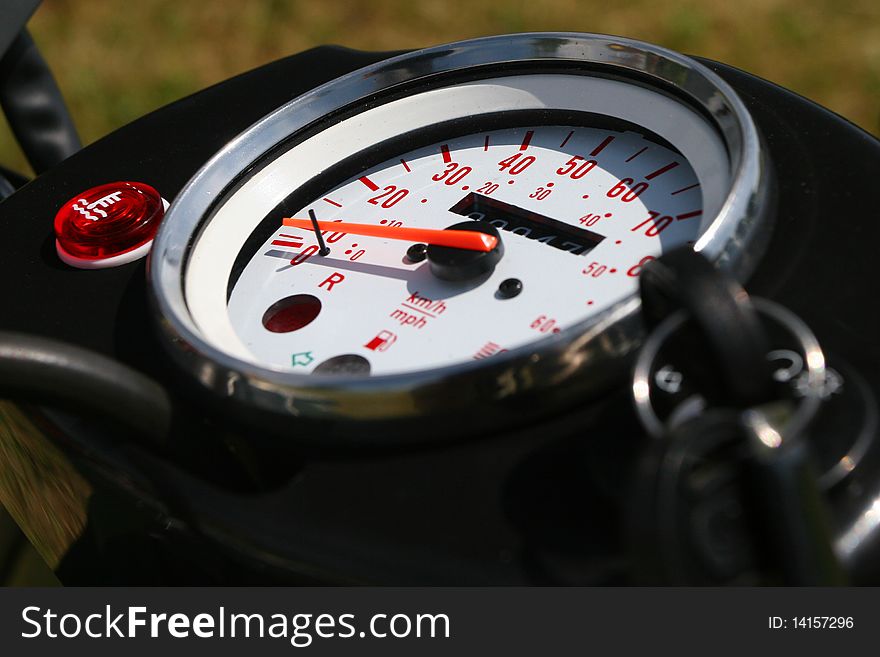 Close up of a bike speed meter