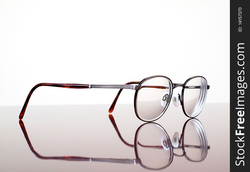 Closeup of Eyeglasses Isolated on White Background