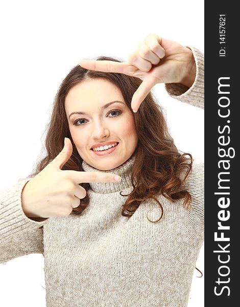 Young Woman Creating A Frame With Her Fingers