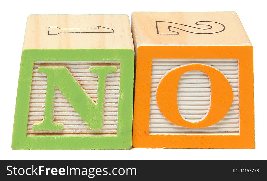 Colorful alphabet blocks spelling the word NO. Colorful alphabet blocks spelling the word NO.