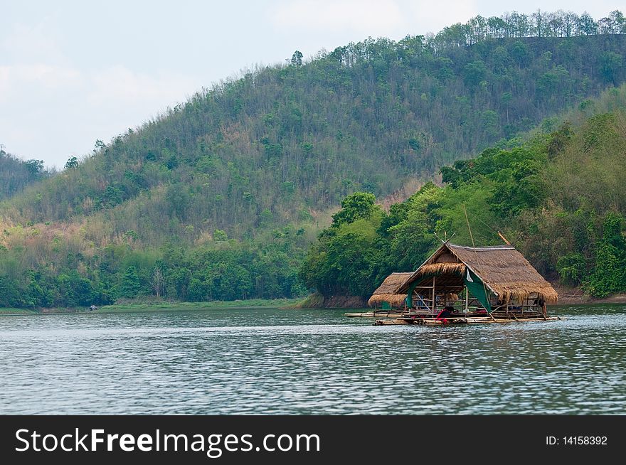 Traveling Raft Floating In The Lake.