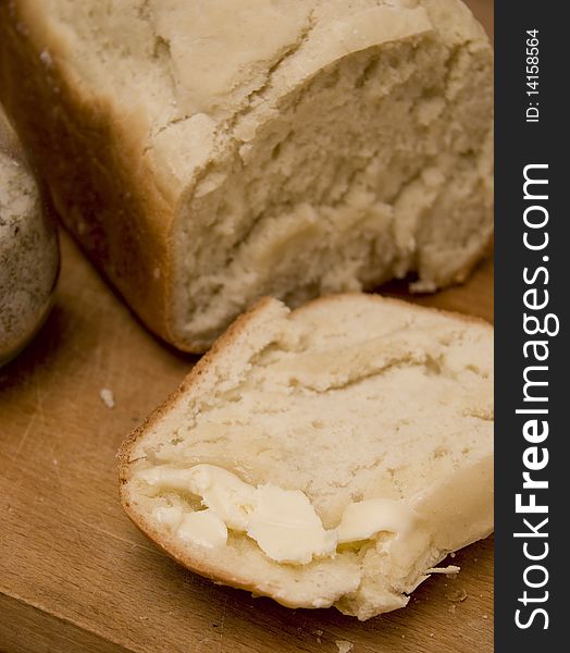 Freshly baked bread and home made butter. Freshly baked bread and home made butter