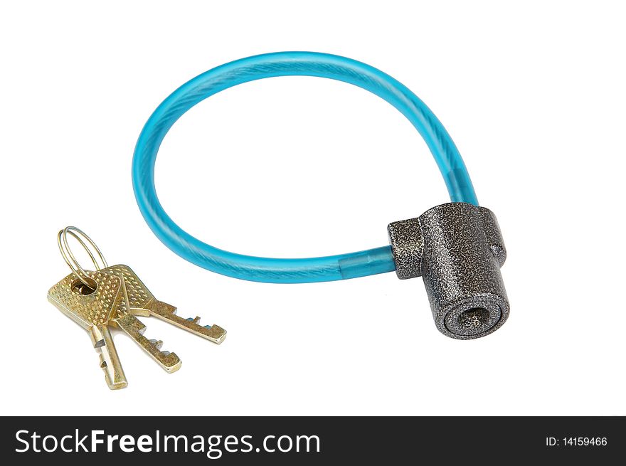 Bicycle Lock On White + Clipping Path.