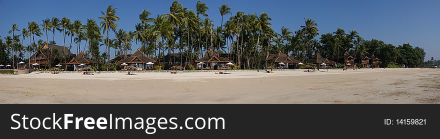 Panorama of beach hotel in Myanmar. Panorama of beach hotel in Myanmar