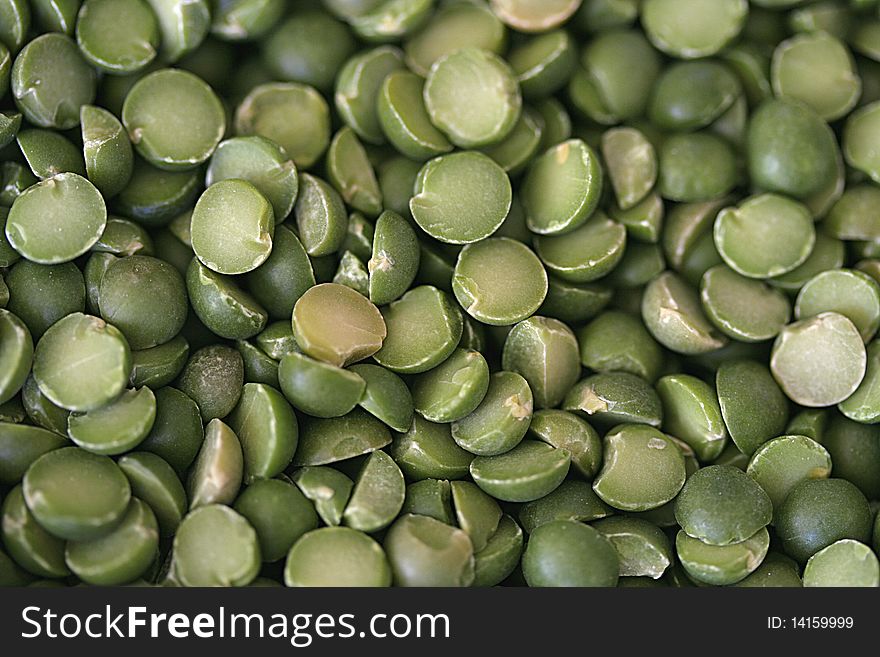 Close up of dry green peas.