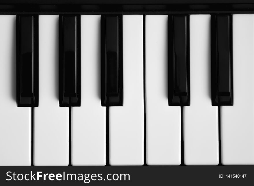 Piano Keys Black And White Image. Vintage Style Background