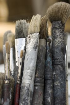 Dirty Paint Brushes Royalty Free Stock Photo