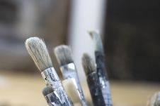 Dirty Paint Brushes Royalty Free Stock Photos
