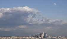 Stormy Sky And Wolfmoon Over Downtown Los Angeles Royalty Free Stock Images Stormy Sky And Wolfmoon Over Downtown Los Angeles Royalty Free Stock Images