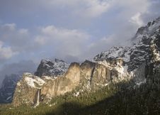 Late Spring  Snow Storm In Yosemite Valley. Royalty Free Stock Photo