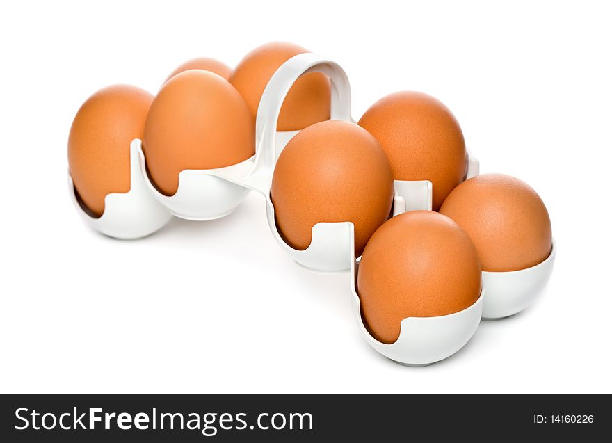 Chicken brown eggs in container