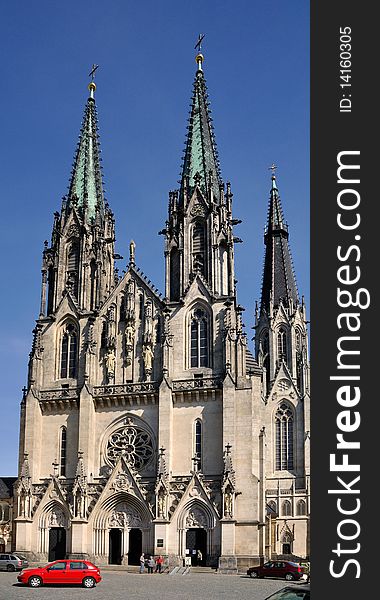 Beautiful cathedral of st. Vacalav in Olomouc, Czech Republic.