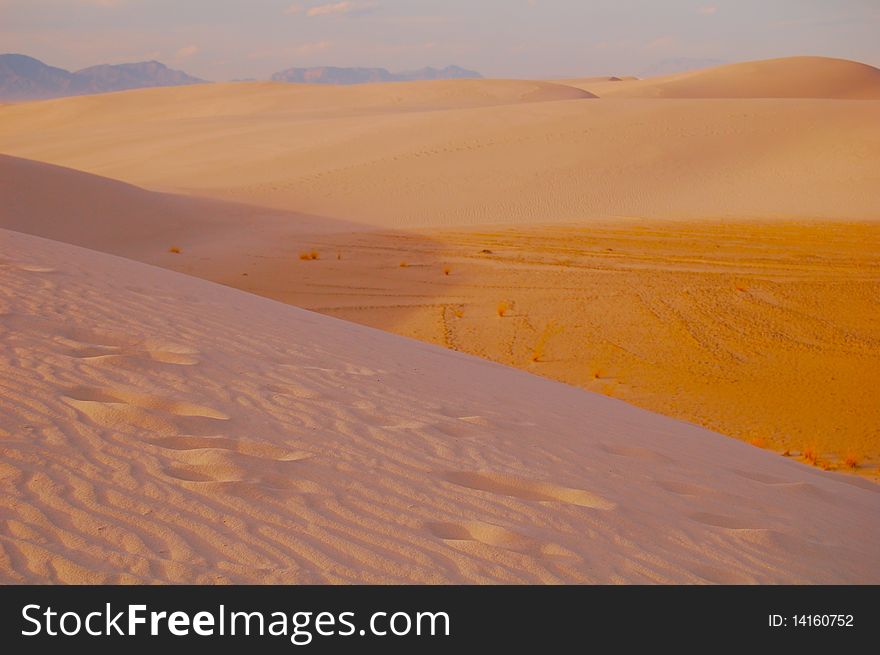 Dunes at white sands national park in new mexico at sunset. Dunes at white sands national park in new mexico at sunset