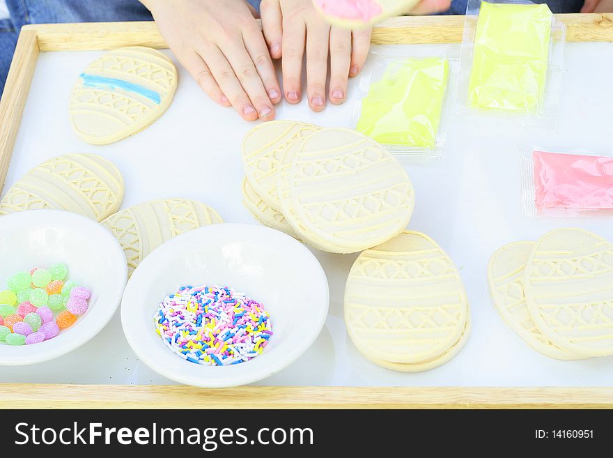 Shot of cookies, icing and sprinkles