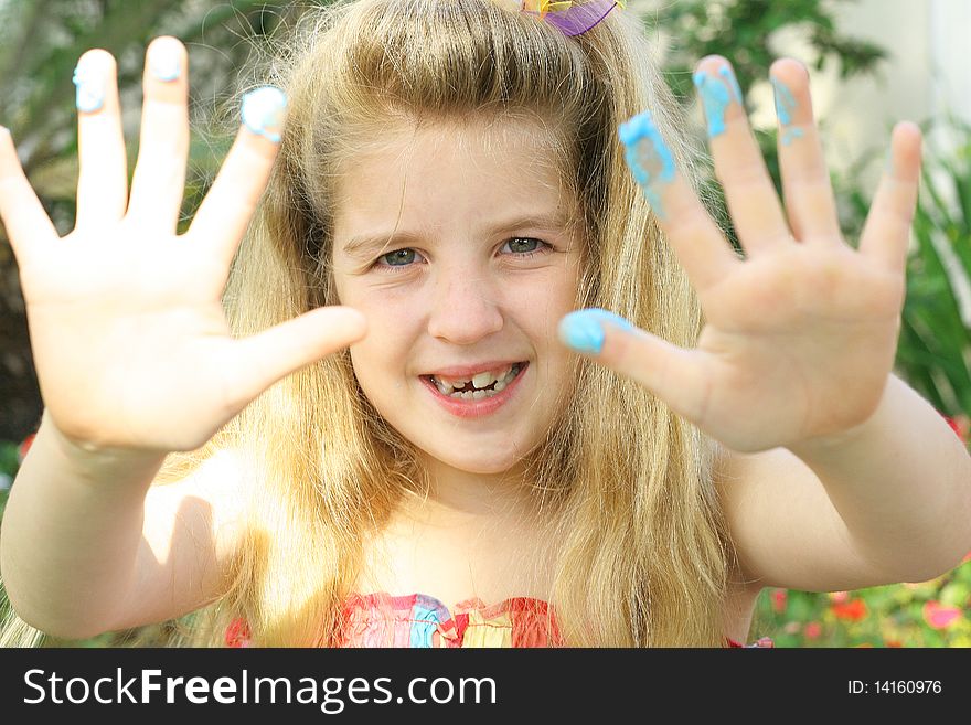 Shot of frosting on hands