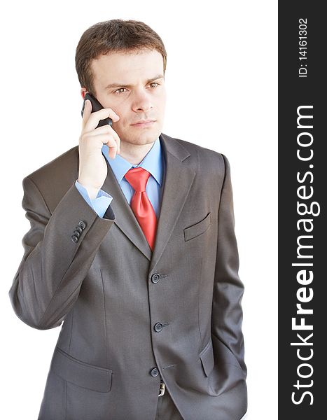 The businessman speaking by phone