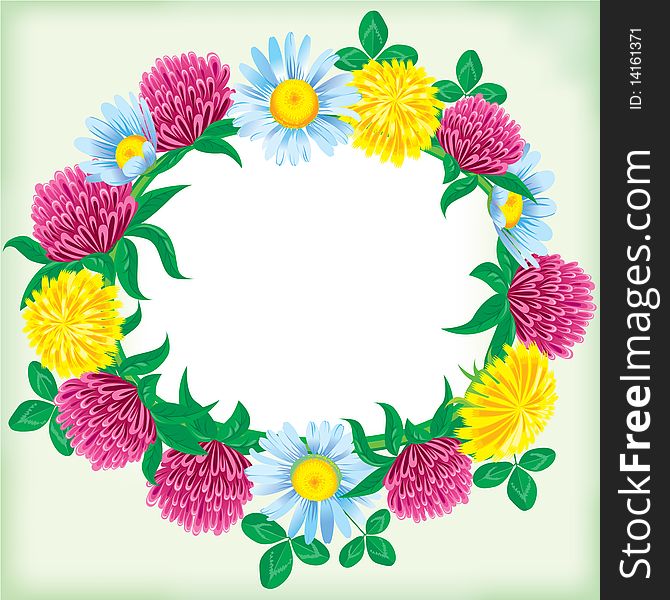 Wreath of summer colors flowers. Wreath of summer colors flowers
