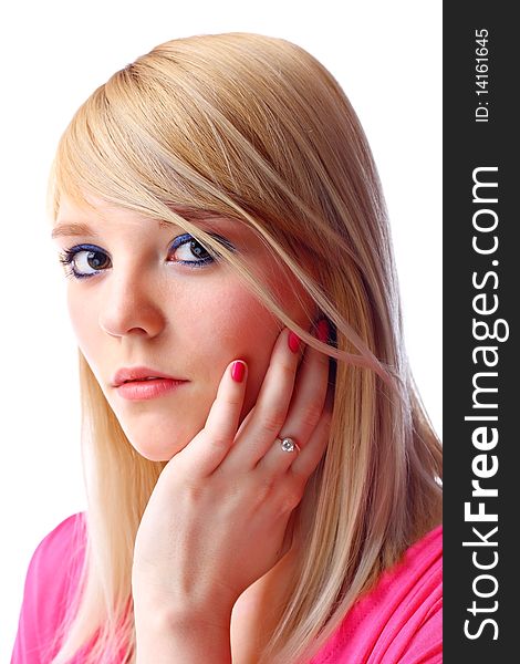 Portrait of beautiful blond woman, studio shot. Portrait of beautiful blond woman, studio shot