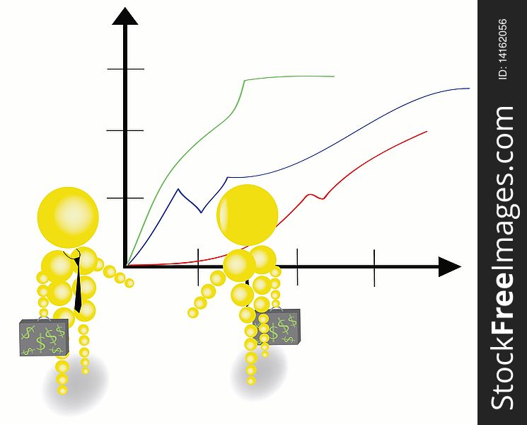 Figures of businessmen against economic schedules